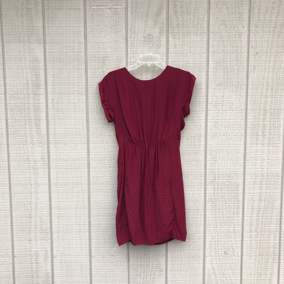 Fossil Dresses & Skirts - Fossil • silk retro burgundy red polka dot dress 6